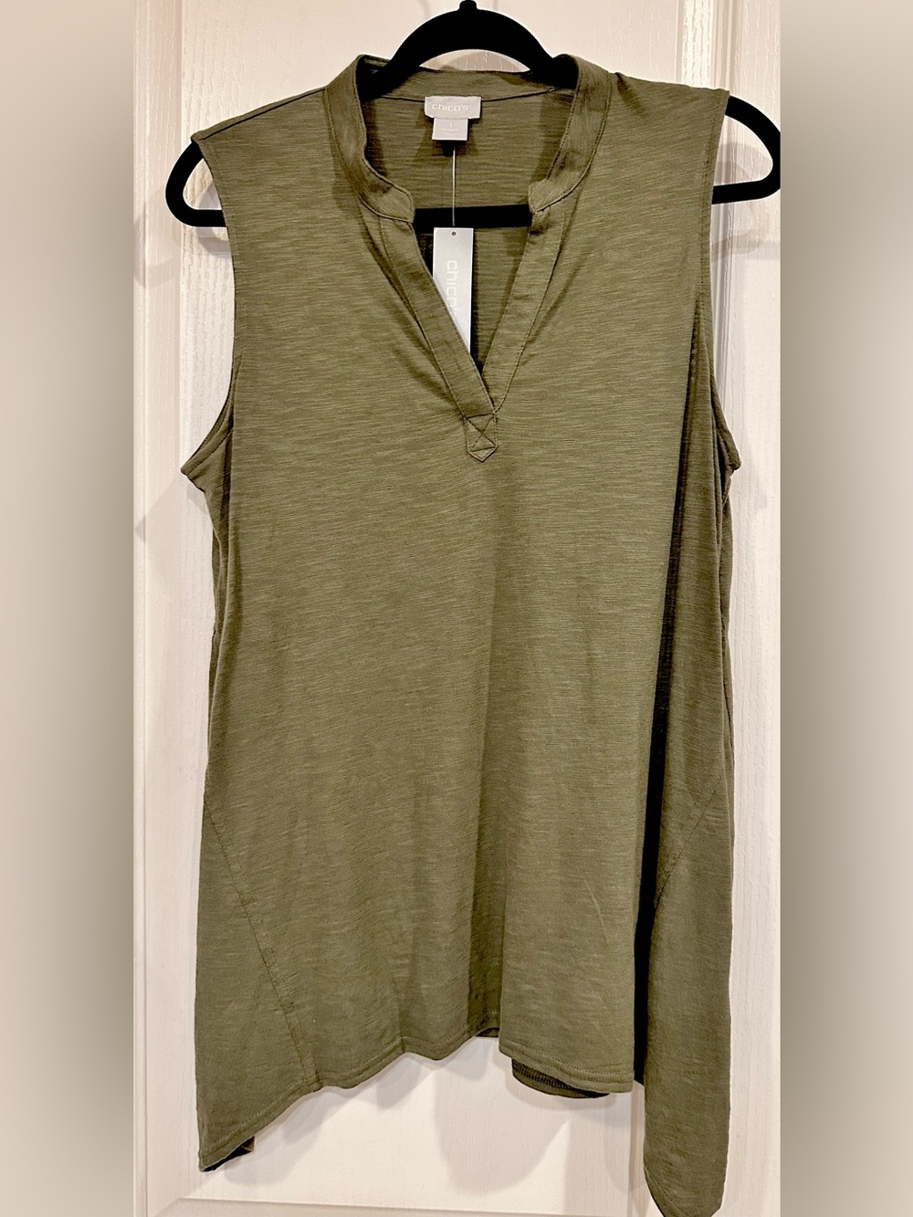NWT CHICO’S V-Neck Women's Top in Olive Green